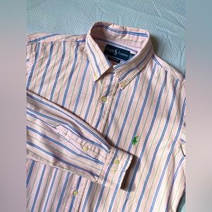 POLO RALPH LAUREN Pony Long Sleeve Button Shirt M Pink Blue Green Striped